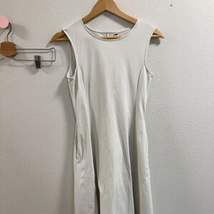 Uniqlo Cream Maxi Dress with Textured Sleeves